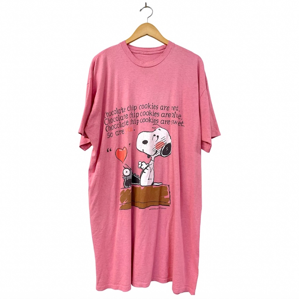 Vintage Overdyed Snoopy Sleep Tee Shirt, Pink